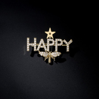 HAPPY Letter Brooch